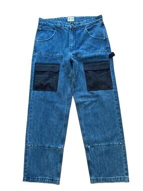 BOG x CAT Mens 34x32 Rugged Leather Reinforced Carpenter JEANS